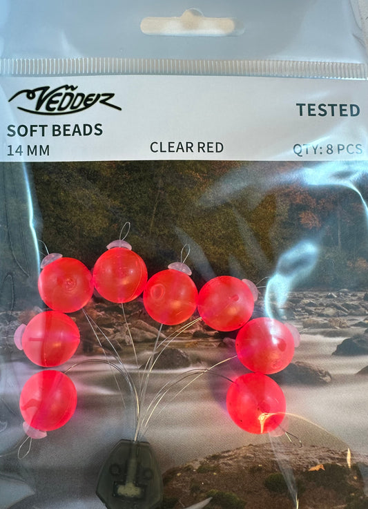 Vedder Soft Beads with Assembled T Stoppers 14 mm Clear Red 8 pcs