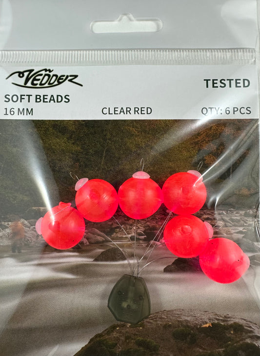 Vedder Soft Beads with Assembled T Stoppers 16 mm Clear Red 6 pcs