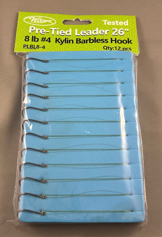 Vedder Pre-Tied Leader (Barbless, 12-Pack)