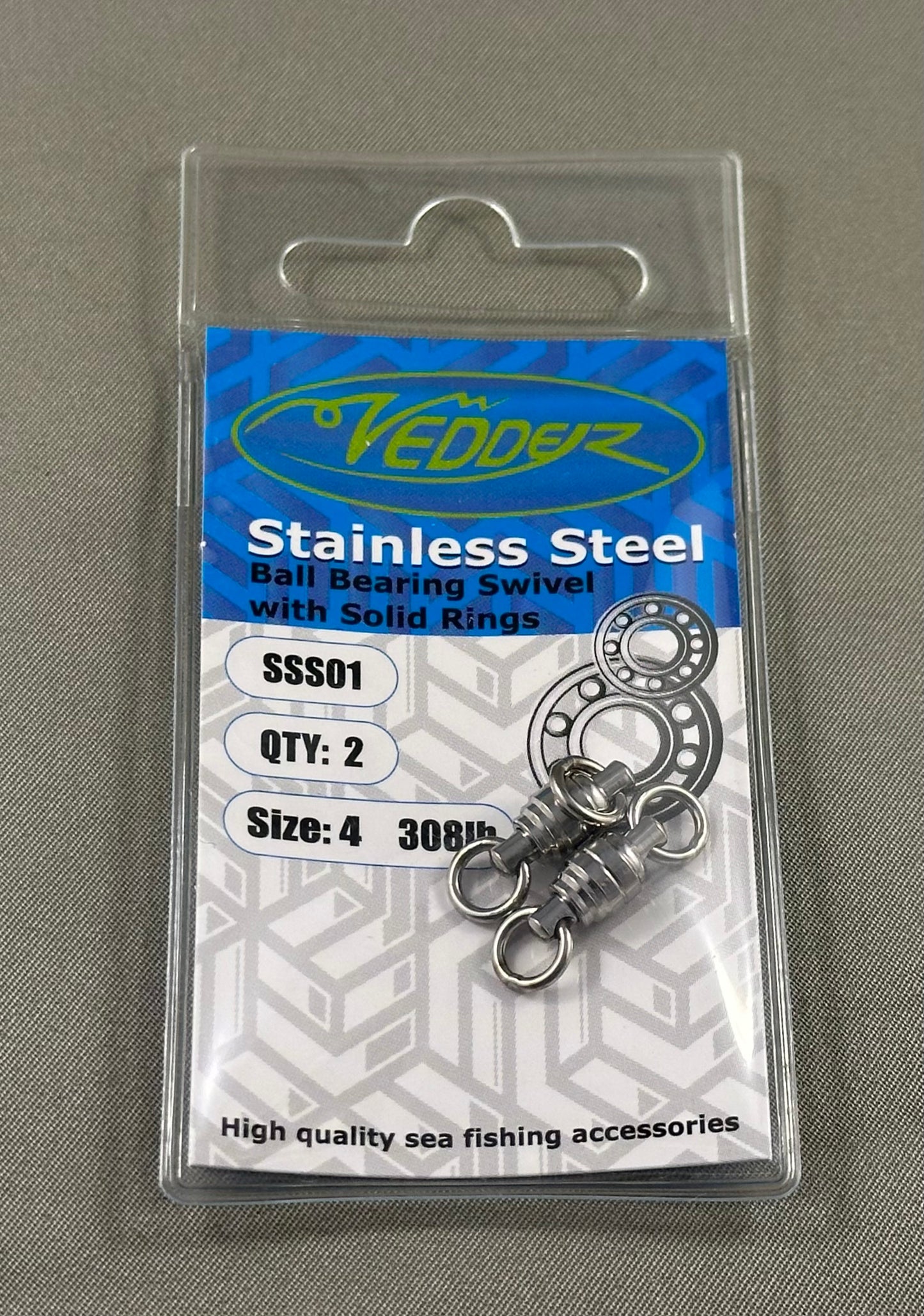 Vedder S.S. Ball Bearing Swivel with Solid Rings (2-Pack)