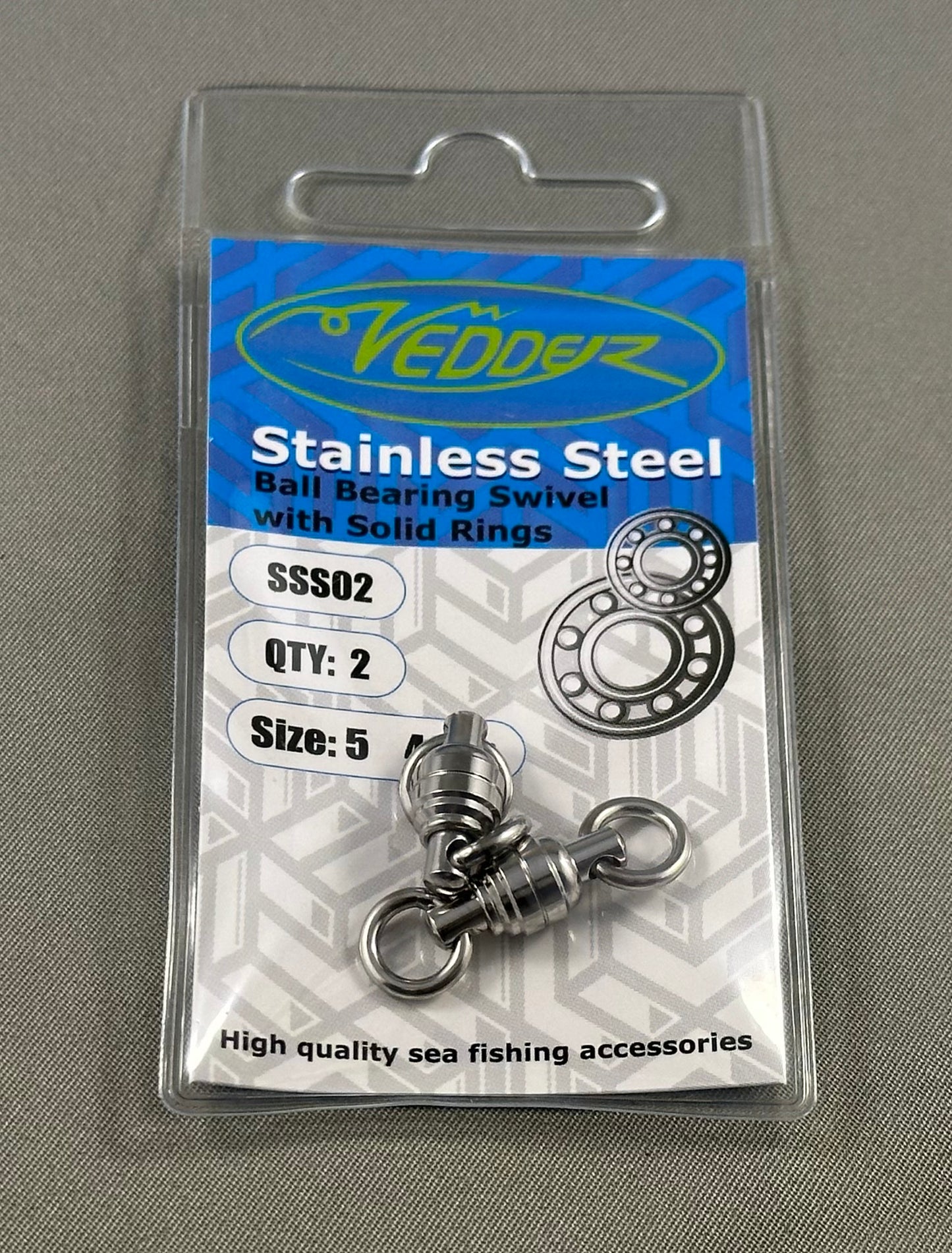 Vedder S.S. Ball Bearing Swivel with Solid Rings (2-Pack)