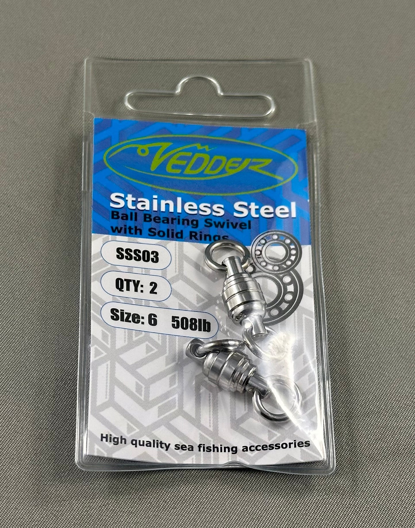 Vedder S.S. Ball Bearing Swivel with Solid Rings (2-Pack)